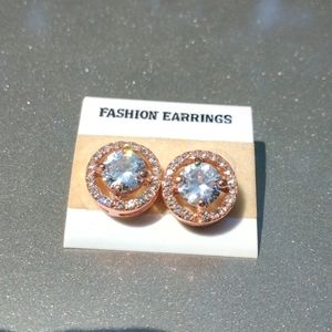 Rose gold plated halo earrings